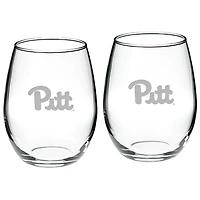 Pitt Panthers 2-Piece 21oz. Stemless Wine Glass Set