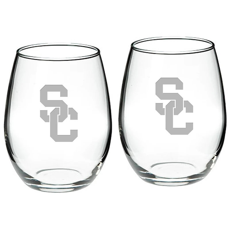 USC Trojans 2-Piece 21oz. Stemless Wine Glass Set