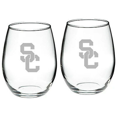 USC Trojans 2-Piece 21oz. Stemless Wine Glass Set