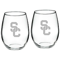 USC Trojans 2-Piece 21oz. Stemless Wine Glass Set