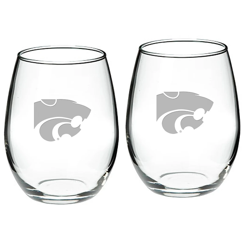 Kansas State Wildcats 2-Piece 21oz. Stemless Wine Glass Set