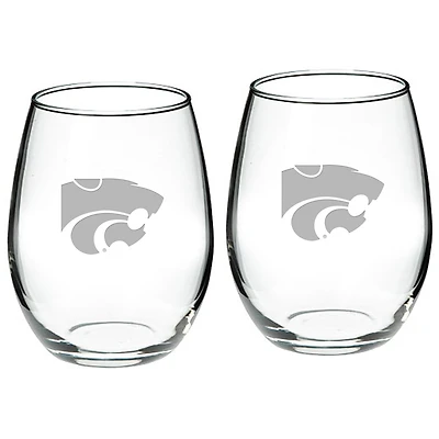 Kansas State Wildcats 2-Piece 21oz. Stemless Wine Glass Set