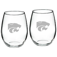 Kansas State Wildcats 2-Piece 21oz. Stemless Wine Glass Set