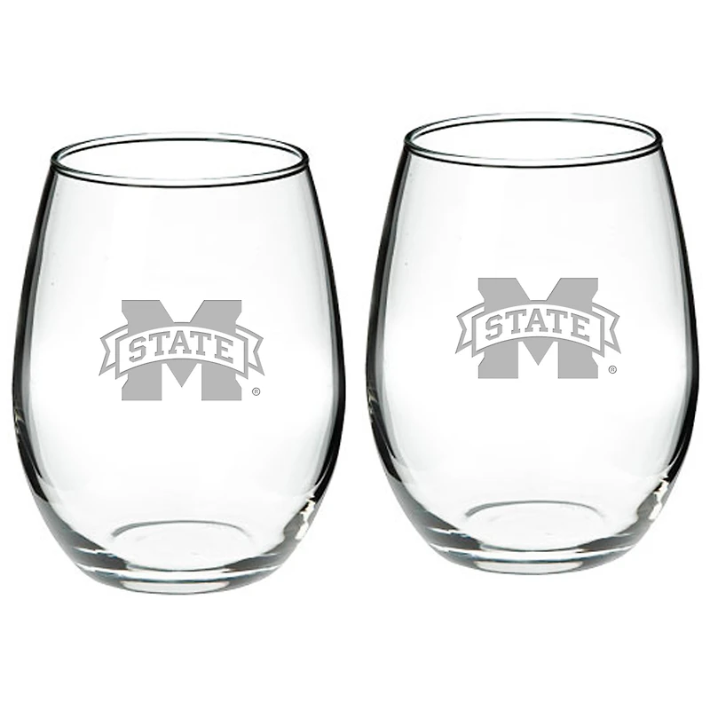 Mississippi State Bulldogs 2-Piece 21oz. Stemless Wine Glass Set