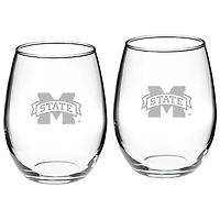 Mississippi State Bulldogs 2-Piece 21oz. Stemless Wine Glass Set