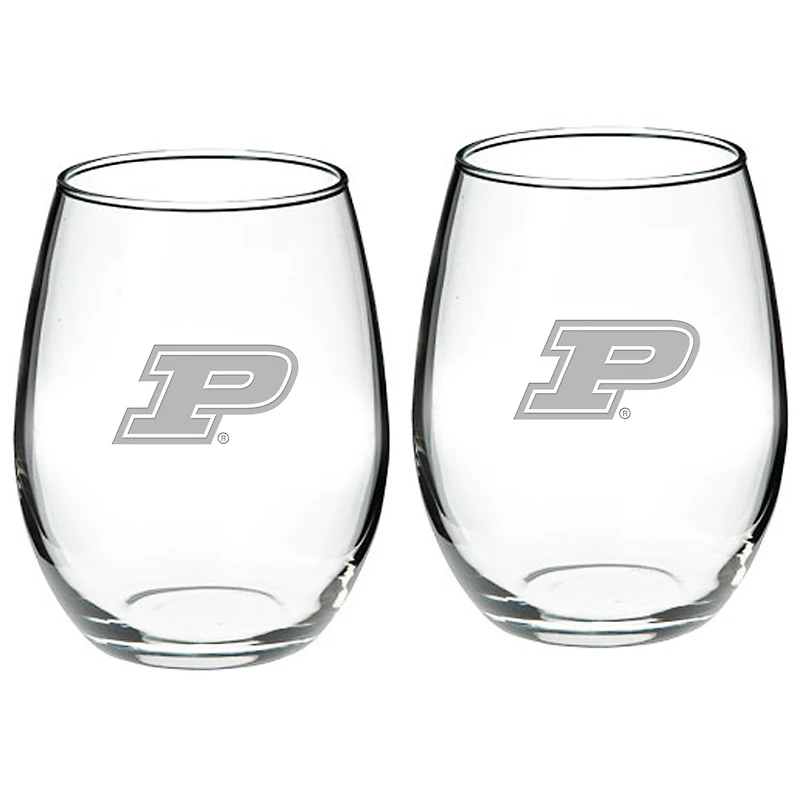 Purdue Boilermakers 2-Piece 21oz. Stemless Wine Glass Set