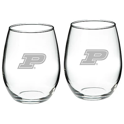 Purdue Boilermakers 2-Piece 21oz. Stemless Wine Glass Set