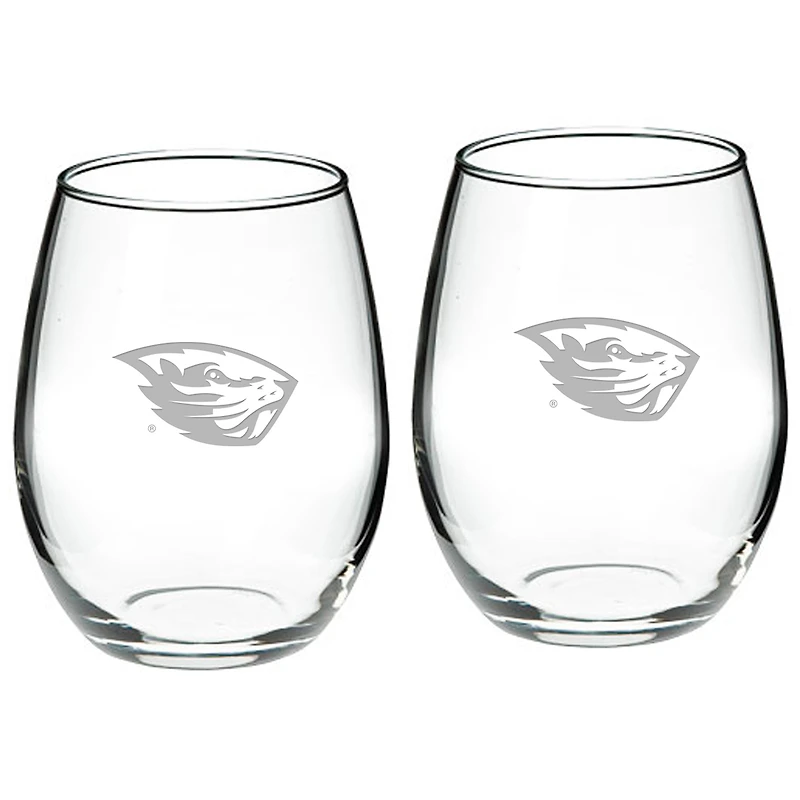 Oregon State Beavers 2-Piece 21oz. Stemless Wine Glass Set