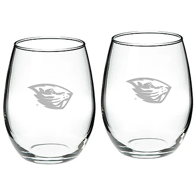 Oregon State Beavers 2-Piece 21oz. Stemless Wine Glass Set