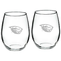 Oregon State Beavers 2-Piece 21oz. Stemless Wine Glass Set