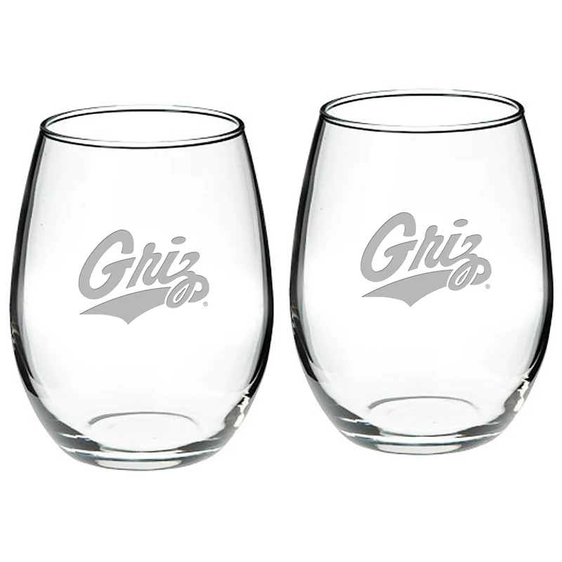 Montana Grizzlies 2-Piece 21oz. Stemless Wine Glass Set