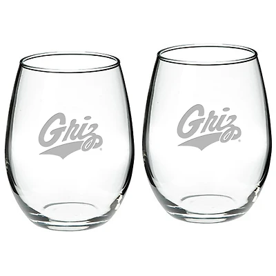 Montana Grizzlies 2-Piece 21oz. Stemless Wine Glass Set