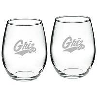 Montana Grizzlies 2-Piece 21oz. Stemless Wine Glass Set