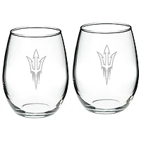 Arizona State Sun Devils 2-Piece 21oz. Stemless Wine Glass Set