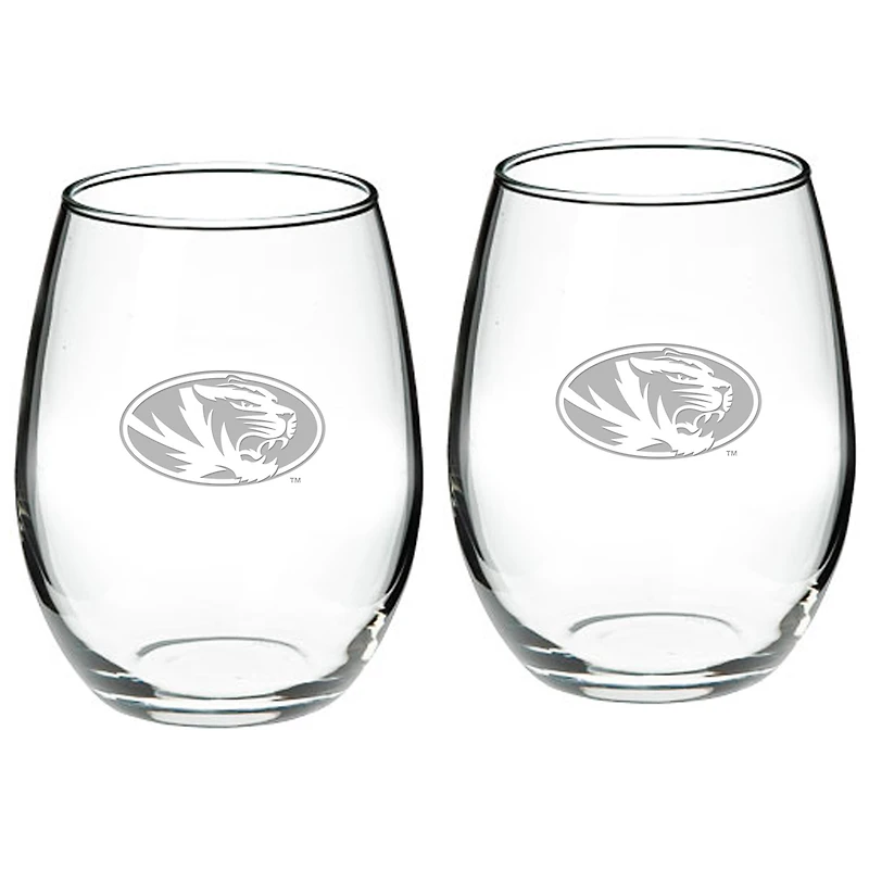 Missouri Tigers 2-Piece 21oz. Stemless Wine Glass Set