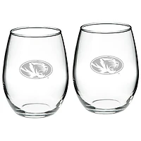 Missouri Tigers 2-Piece 21oz. Stemless Wine Glass Set