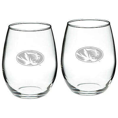 Missouri Tigers 2-Piece 21oz. Stemless Wine Glass Set