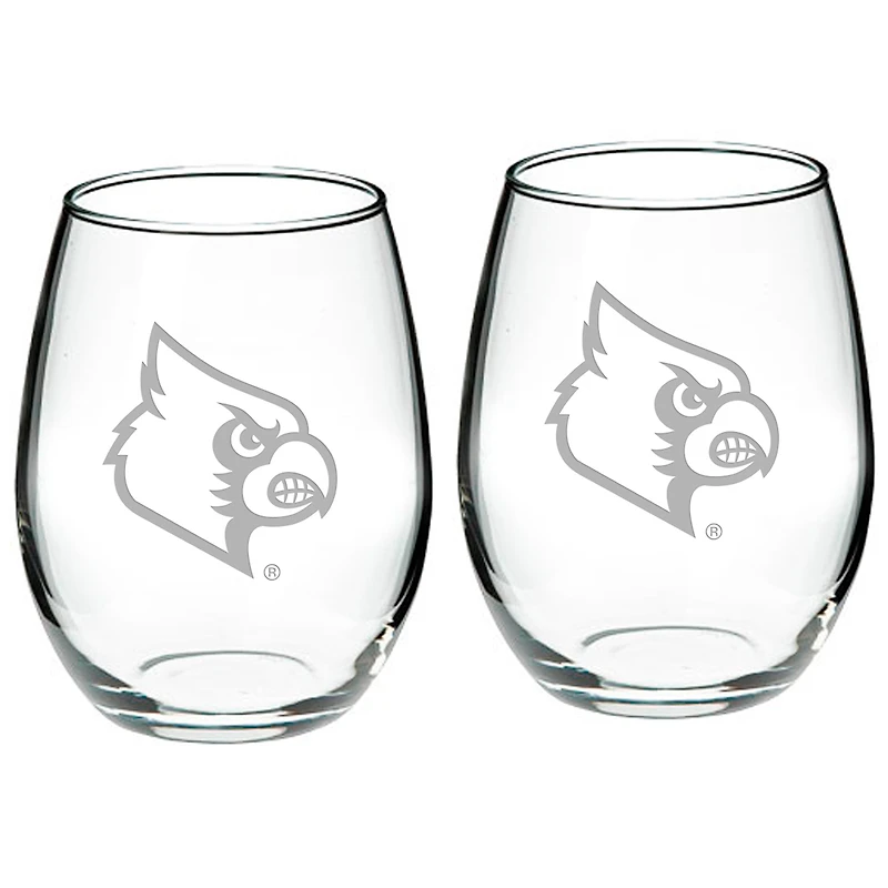 Louisville Cardinals 2-Piece 21oz. Stemless Wine Glass Set
