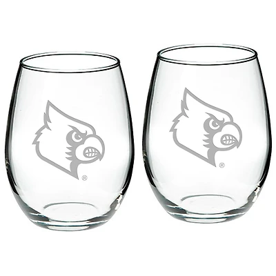 Louisville Cardinals 2-Piece 21oz. Stemless Wine Glass Set