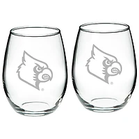 Louisville Cardinals 2-Piece 21oz. Stemless Wine Glass Set