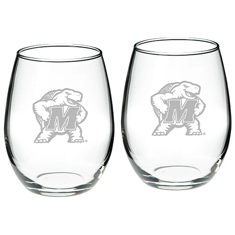 Maryland Terrapins 2-Piece 21oz. Stemless Wine Glass Set