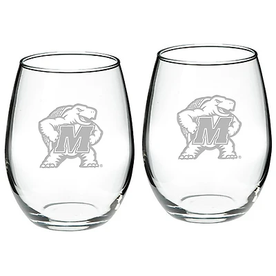 Maryland Terrapins 2-Piece 21oz. Stemless Wine Glass Set