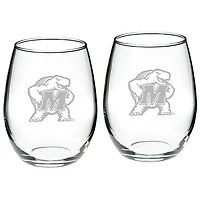 Maryland Terrapins 2-Piece 21oz. Stemless Wine Glass Set