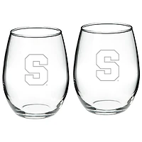 Syracuse Orange 2-Piece 21oz. Stemless Wine Glass Set