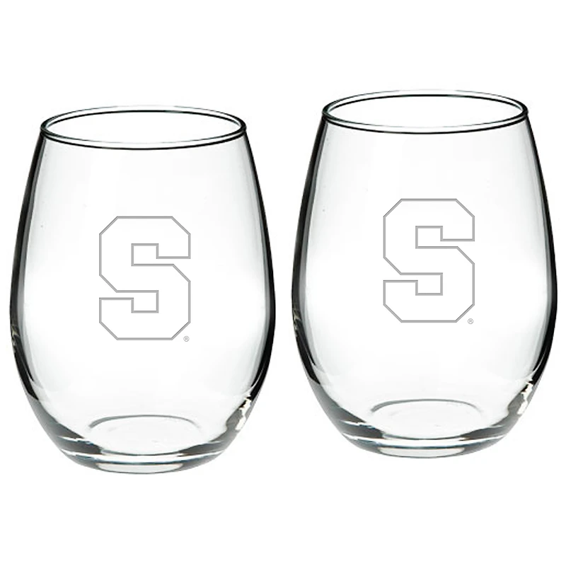 Syracuse Orange 2-Piece 21oz. Stemless Wine Glass Set
