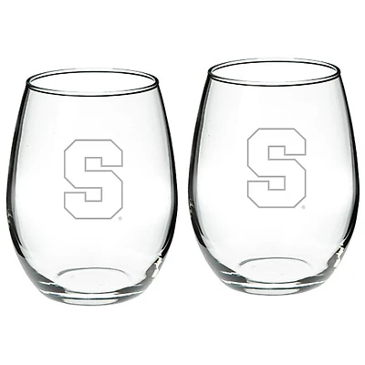 Syracuse Orange 2-Piece 21oz. Stemless Wine Glass Set