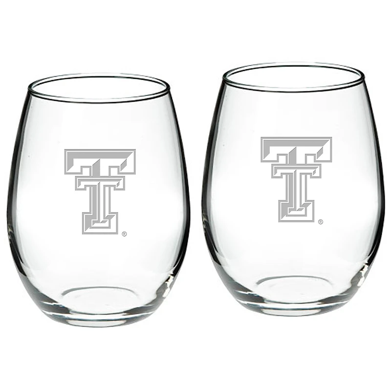 Texas Tech Red Raiders 2-Piece 21oz. Stemless Wine Glass Set