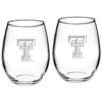 Texas Tech Red Raiders 2-Piece 21oz. Stemless Wine Glass Set