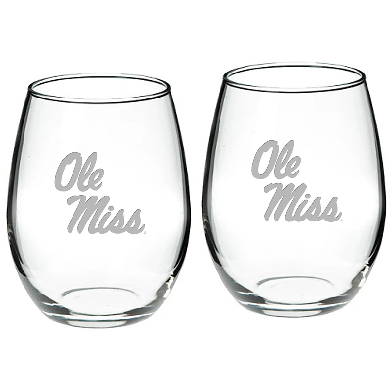 Ole Miss Rebels 2-Piece 21oz. Stemless Wine Glass Set