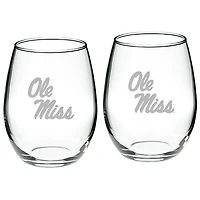 Ole Miss Rebels 2-Piece 21oz. Stemless Wine Glass Set