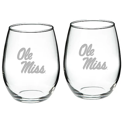 Ole Miss Rebels 2-Piece 21oz. Stemless Wine Glass Set