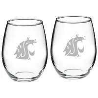 Washington State Cougars 2-Piece 21oz. Stemless Wine Glass Set