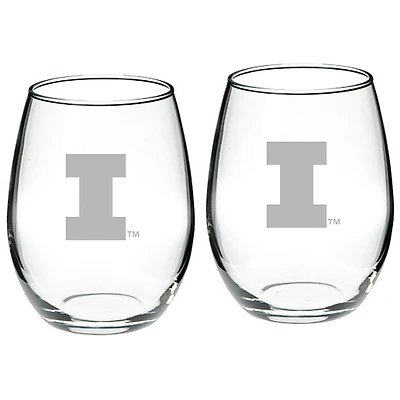 Illinois Fighting Illini 2-Piece 21oz. Stemless Wine Glass Set