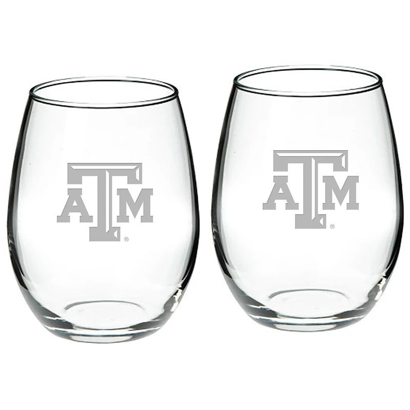 Texas A&M Aggies 2-Piece 21oz. Stemless Wine Glass Set