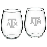 Texas A&M Aggies 2-Piece 21oz. Stemless Wine Glass Set