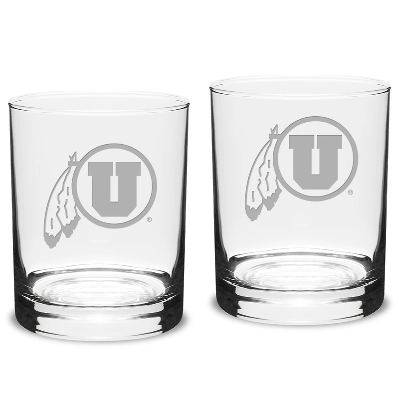Utah Utes 2-Piece 14oz. Classic Double Old-Fashioned Glass Set