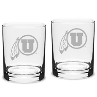 Utah Utes 2-Piece 14oz. Classic Double Old-Fashioned Glass Set