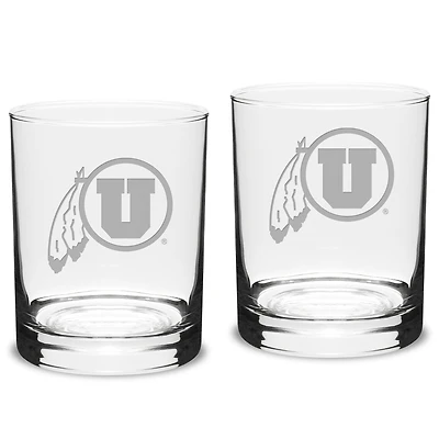 Utah Utes 2-Piece 14oz. Classic Double Old-Fashioned Glass Set