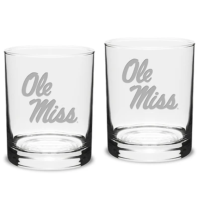 Ole Miss Rebels 2-Piece 14oz. Classic Double Old-Fashioned Glass Set
