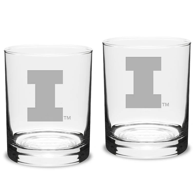 Illinois Fighting Illini 2-Piece 14oz. Classic Double Old-Fashioned Glass Set