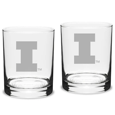 Illinois Fighting Illini 2-Piece 14oz. Classic Double Old-Fashioned Glass Set