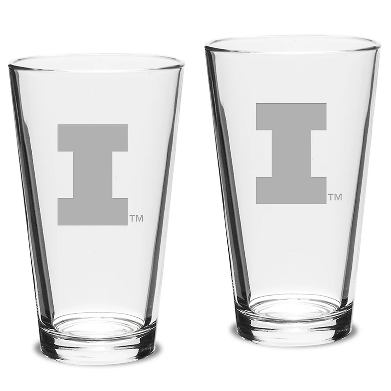 Illinois Fighting Illini 2-Piece 16oz. Classic Pub Glass Set
