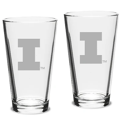 Illinois Fighting Illini 2-Piece 16oz. Classic Pub Glass Set