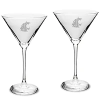 Washington State Cougars Two-Piece Traditional 10oz. Martini Glass Set