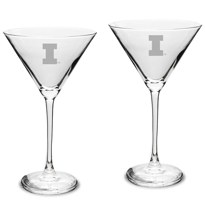 Illinois Fighting Illini Two-Piece Traditional 10oz. Martini Glass Set