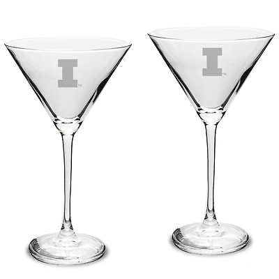 Illinois Fighting Illini Two-Piece Traditional 10oz. Martini Glass Set